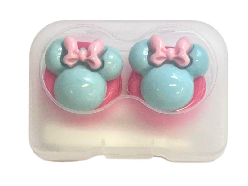 Minnie figurás kontaktlencse-tároló készlet, Szín: pink alap, türkiz, pink masni