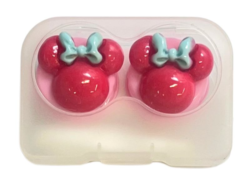 Minnie figurás kontaktlencse-tároló készlet, Szín: pink alap, piros, kék masni