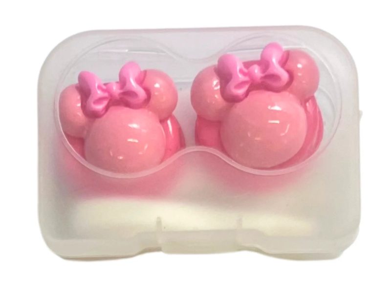 Minnie figurás kontaktlencse-tároló készlet, Szín: pink alap, rózsaszín, pink masni