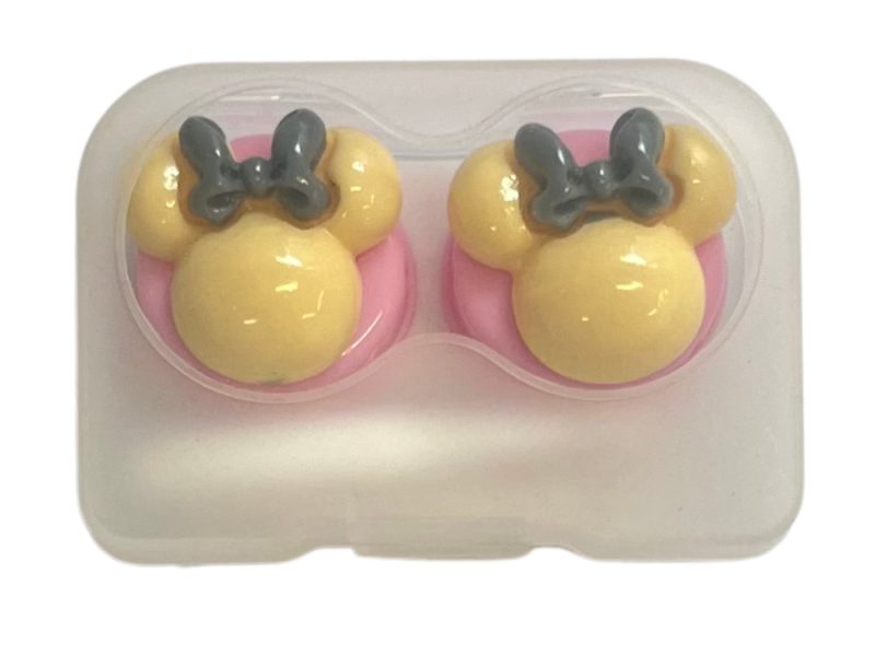 Minnie figurás kontaktlencse-tároló készlet, Szín: pink alap, sárga, szürke masni
