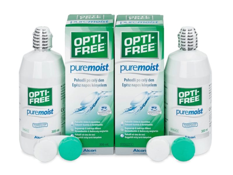 OPTI-FREE PureMoist (2x300 ml), kontaktlencse folyadék csomag 2 tokkal